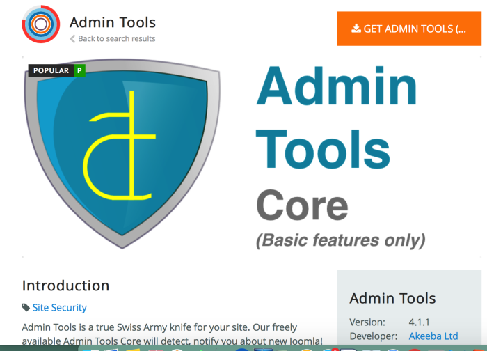 image of Admin Tools for Joomla